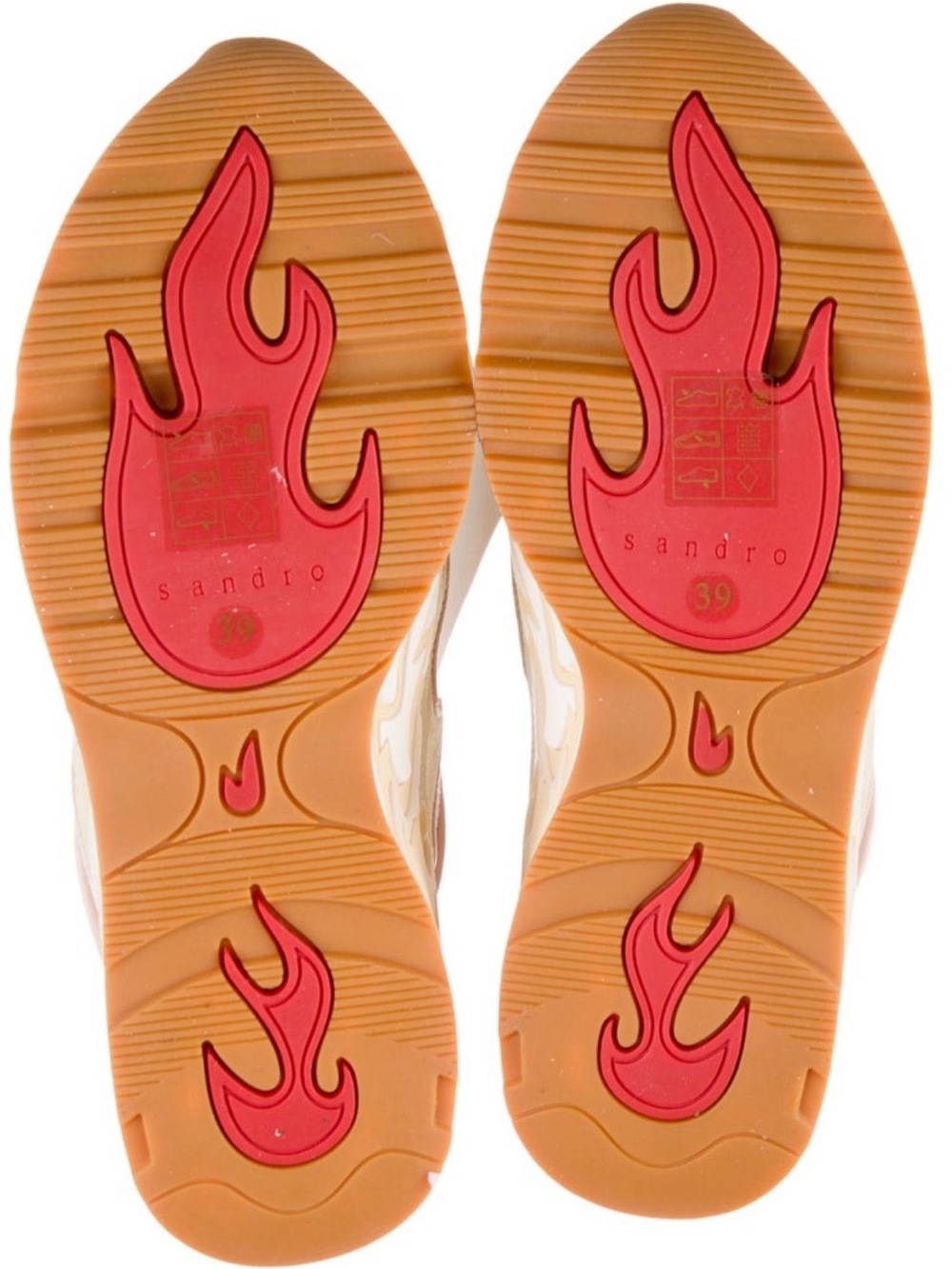 Sandro Flame White Sneakers with Red Lining and Yellow Pull Tab - Picture 15 of 15